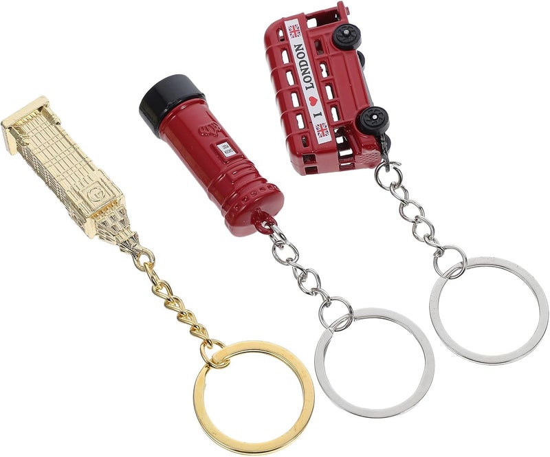 OSALADI 3 Pcs London Keychains Zinc Alloy British Landmarks Phone Box Car Bus Charms Key Rings for Women Men Souvenir Decorative Accessories - Image 1