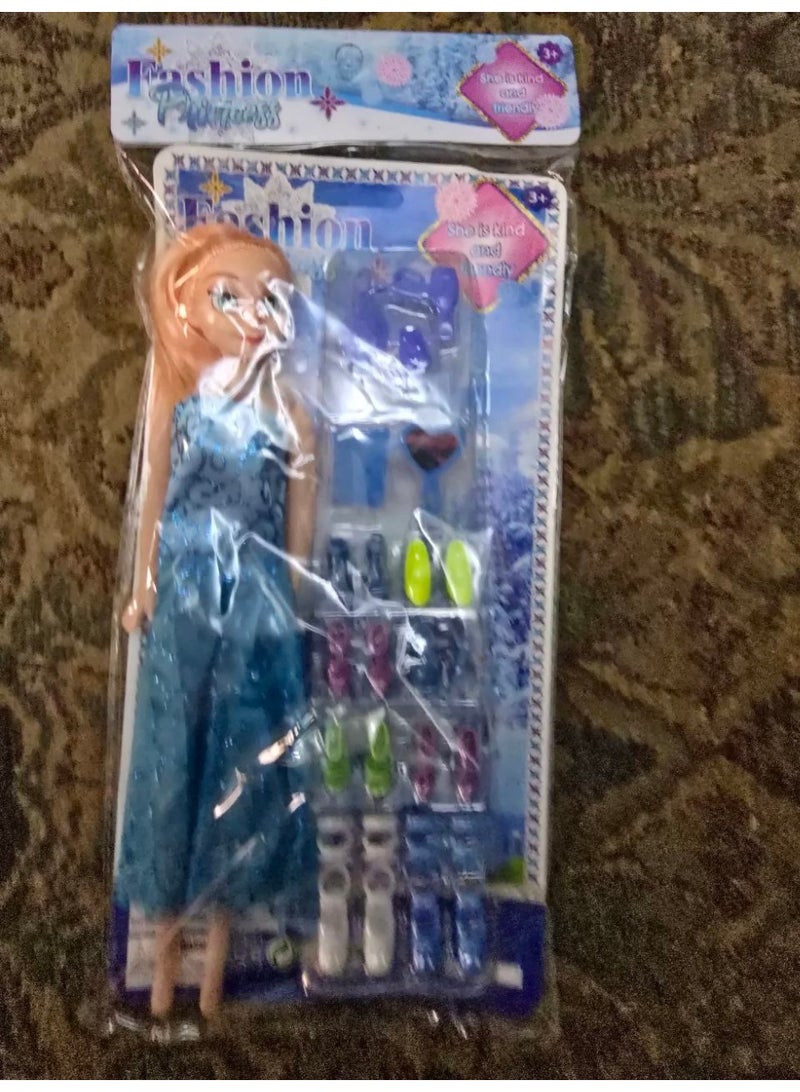 Girls Fashion Doll Play Set with Beauty Accessories Shoes and Mirror, Pretend Role Play Dress Up Toy for Kids Imagination Fun and Gifts