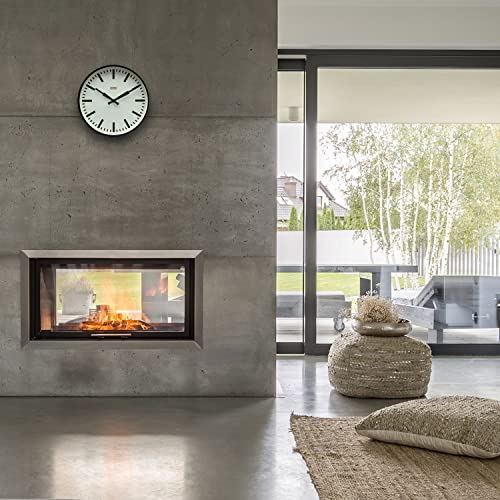 Cloudnola Station Metal Wall Clock, Black and White, 12 inch Diameter, Silent Non Ticking, Battery Operated Quartz Movement - Image 4