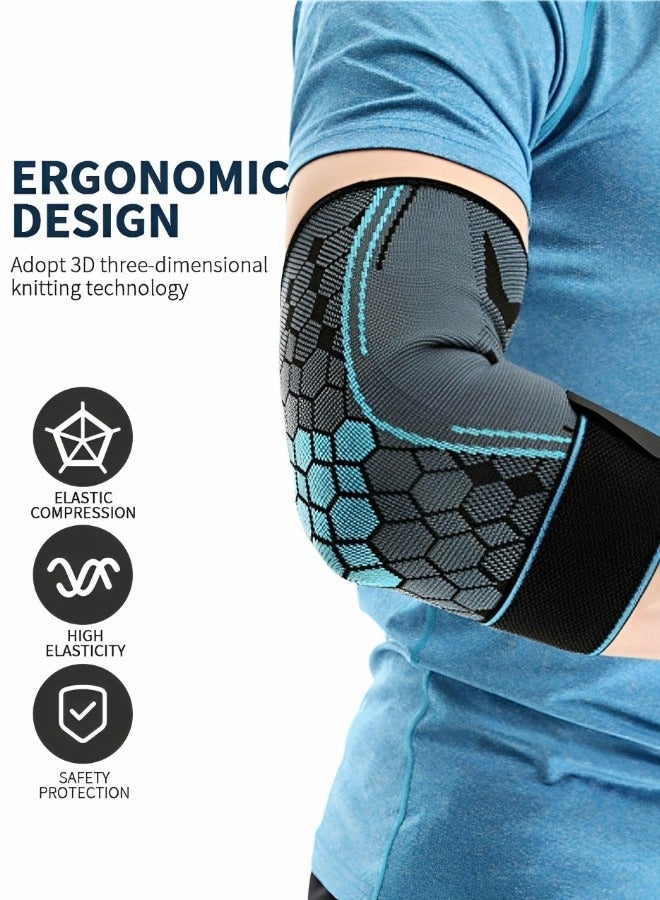 1 Pair Elbow Brace with Strap, Elbow Compression Sleeve, With Adjustable Strap for Weightlifting, Arthritis, Workouts, Reduce Joint Pain During Fitness Activity - Image 2