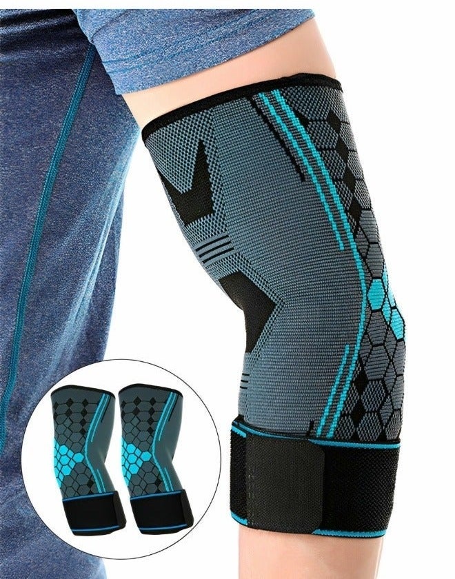 1 Pair Elbow Brace with Strap, Elbow Compression Sleeve, With Adjustable Strap for Weightlifting, Arthritis, Workouts, Reduce Joint Pain During Fitness Activity - Image 1