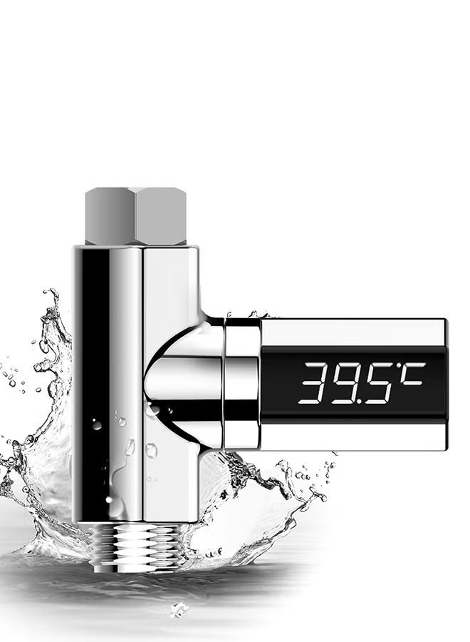 Thermometer LED Digital Display Shower Water 360° Rotating ScreenThermometer Baby Bath Water Thermometer for Home Bathroom Kitchen Silver - Image 4