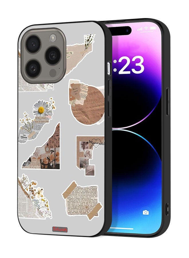 Tolwak Apple iPhone 15 Pro Max Protective Case Cover Pieces Of Paper Stickers - Image 1