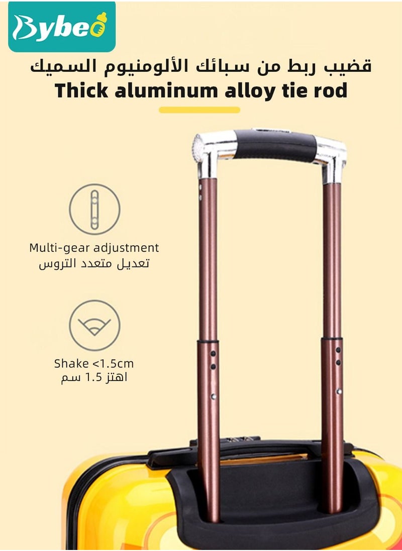 بيبو - حقيبة سفر بعجلات ثلاثية الأبعاد مع تصميم كرتوني للأطفال - حقيبة سفر للأطفال بعجلات، حقيبة سفر بتصميم صلب، قفل بكلمة مرور، فاصل بسحاب، مقبض قابل للتمديد، بحجم 18 بوصة. - Image 1