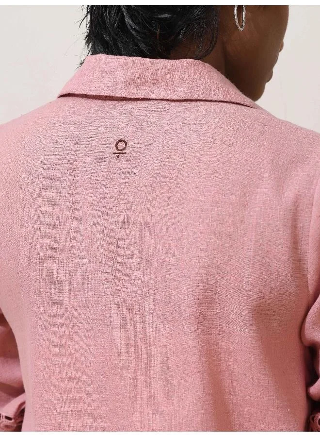 ترو برونز trueBrowns Sakura Pink Natural Cotton Kurta Co-ord Set