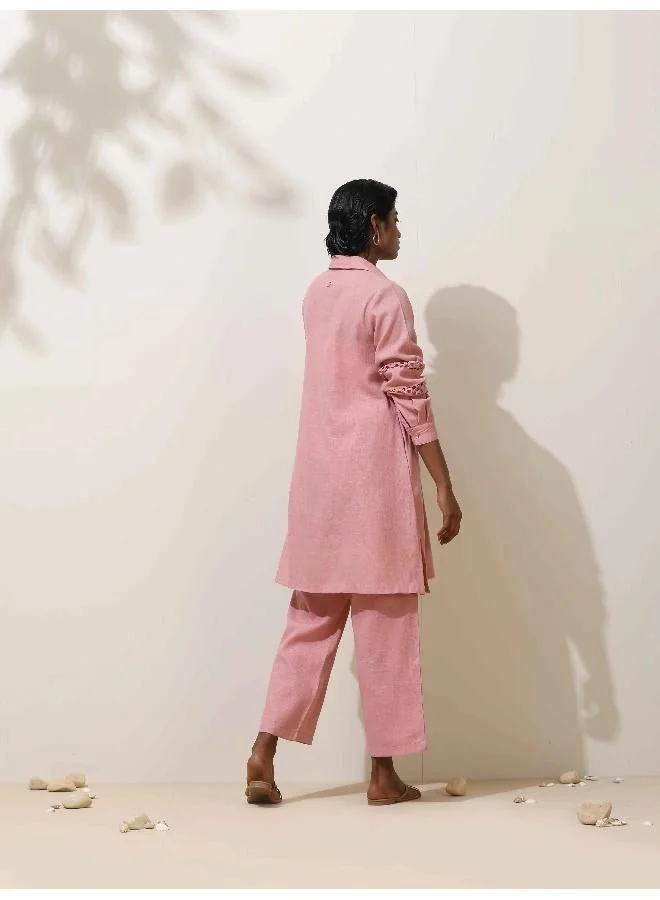 ترو برونز trueBrowns Sakura Pink Natural Cotton Kurta Co-ord Set