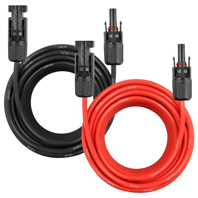 YDDECW Solar Panel Extension Cable - 10AWG 40FT Solar Wire Cord 10 Gauge PV Wire with Female & Male Waterproof Connector for RV, Photovoltaic Systems, Home, Boat, Solar Panels, Car(40ft Red + 40ft Black) - Image 1