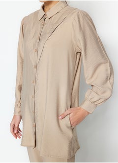 trendyol Camel Linen Look Shirt-Pants Woven Suit TCTSS23US00079  - Image 4