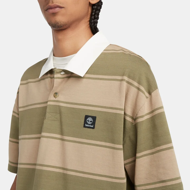 Timberland Green Men's Striped Rugby Polo Shirt for Men | Best Price UAE