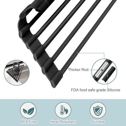 MERRYBOX Triangle Roll Up Dish Drying Rack Over The Sink, 2025 Anti-Rust Sink Drying Rack with Full Silicone Wrapped- Anti-Slip, Space Saving, Durable Organizer for Kitchen - Image 4