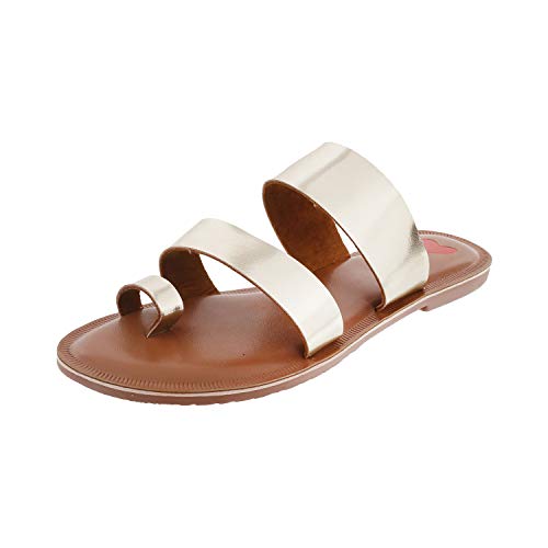 Metro Women's Gold-toned Faux Leather Strappy Slip On Fashion Sandals UK/5 EU/38 (32-1000) - Image 1