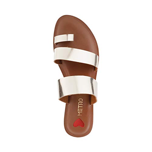 Metro Women's Gold-toned Faux Leather Strappy Slip On Fashion Sandals UK/5 EU/38 (32-1000) - Image 4