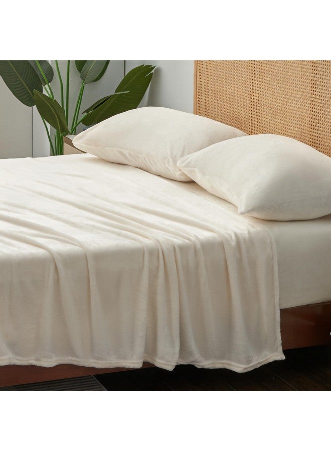 BEDELITE Flannel Sheets Queen Size White - Super Soft Fleece Sheets Set Fluffy Extra Plush, 4 Piece(Include Fitted Sheet, Flat Sheet, 2 Pillowcases) - Image 3