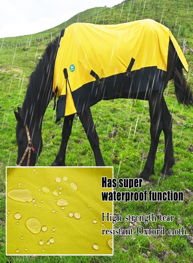 Paloura Waterproof Horse Sheet|Horse Blankets for Real Horses|Adjustable with Tail Rainy Day Choices for Horses(70", Yellow) - Image 3