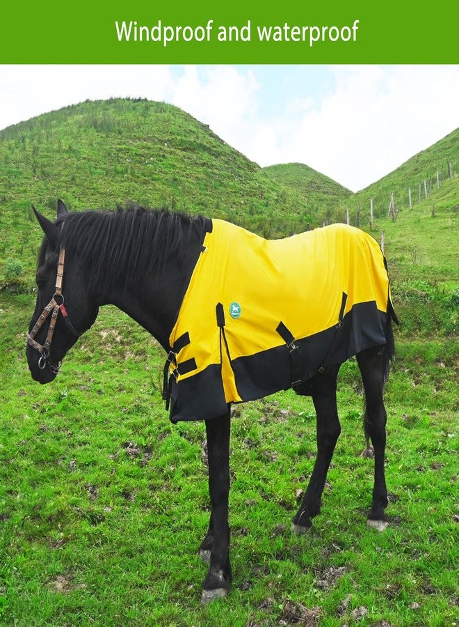 Paloura Waterproof Horse Sheet|Horse Blankets for Real Horses|Adjustable with Tail Rainy Day Choices for Horses(70", Yellow) - Image 5