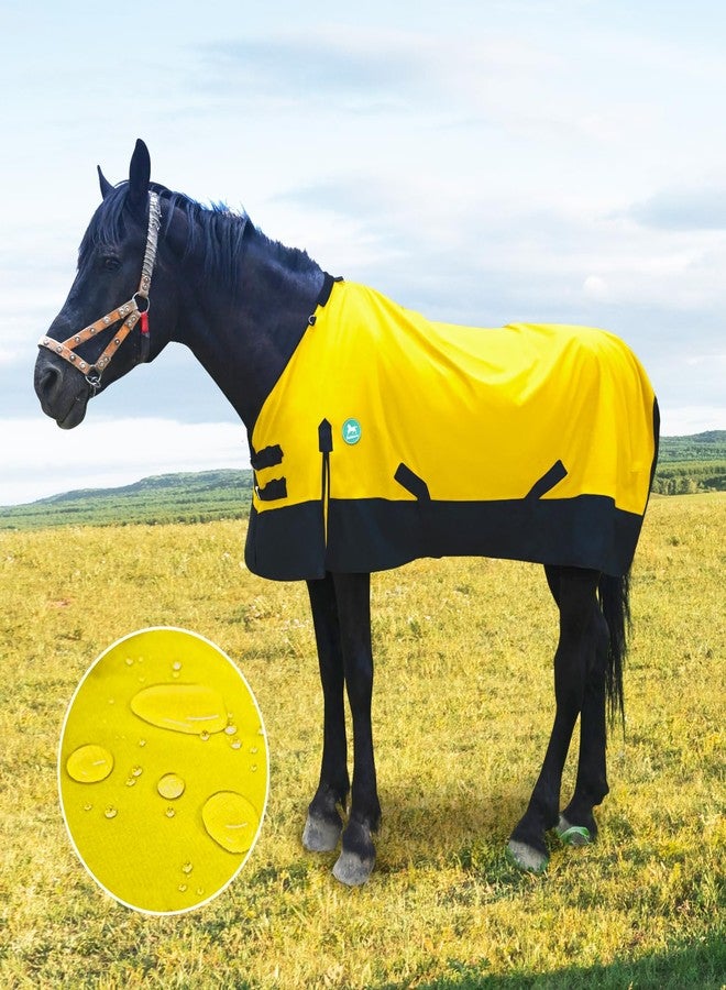 Paloura Waterproof Horse Sheet|Horse Blankets for Real Horses|Adjustable with Tail Rainy Day Choices for Horses(70", Yellow) - Image 1