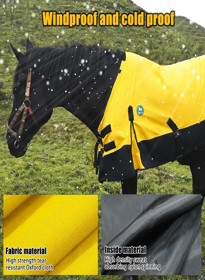 Paloura Waterproof Horse Sheet|Horse Blankets for Real Horses|Adjustable with Tail Rainy Day Choices for Horses(70", Yellow) - Image 4