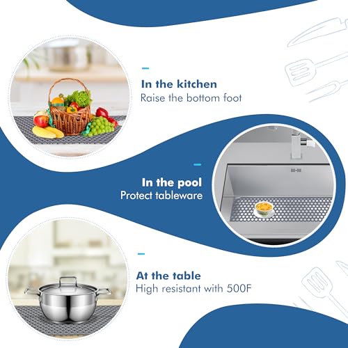 Bestjing Silicone Sink Protectors for Kitchen Sink - 28.4"x 14.3" Kitchen Protector Accessory, Non-Slip Heat Resistant Mat for Bottom of Farmhouse Porcelain Stainless Steel (Top Right Drain Hole,Gray) - Image 4