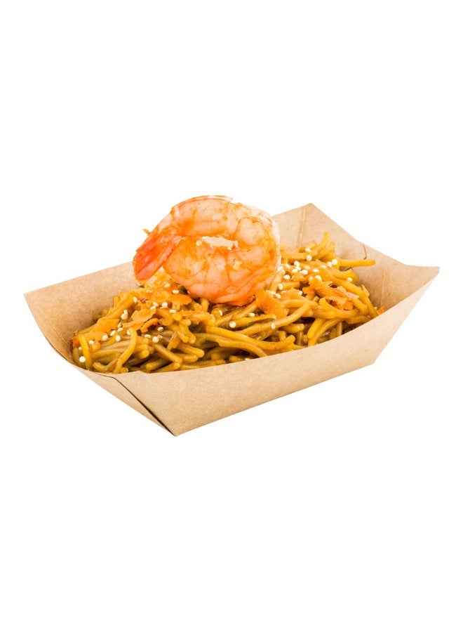 Restaurantware Bio Tek 6 Ounce Boat Paper Boats, 400 Disposable #40 Food Trays - PE Lining, Durable, Kraft Paper Food Baskets, For Concession Stands, Picnics, or Fairs, Stackable - Image 2