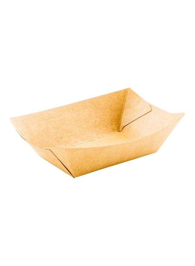 Restaurantware Bio Tek 6 Ounce Boat Paper Boats, 400 Disposable #40 Food Trays - PE Lining, Durable, Kraft Paper Food Baskets, For Concession Stands, Picnics, or Fairs, Stackable - Image 1