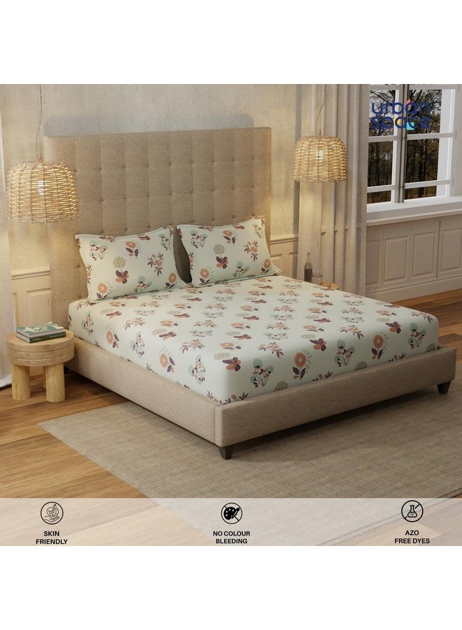 Urban Space ملاءة سرير قطن 100% بتصميم حضري سيري 200 TC للسرير المزدوج، حجم كوين، مع 2 غطاء وسادة (رمادي مشع، الحجم 88 x 100 بوصة) - Image 3