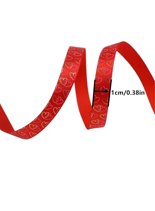 Valentine Day Wired Ribbon 5 Yards Red And White For Crafts Decorations - Image 3