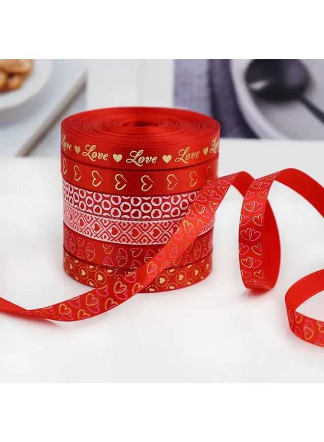 Valentine Day Wired Ribbon 5 Yards Red And White For Crafts Decorations - Image 4