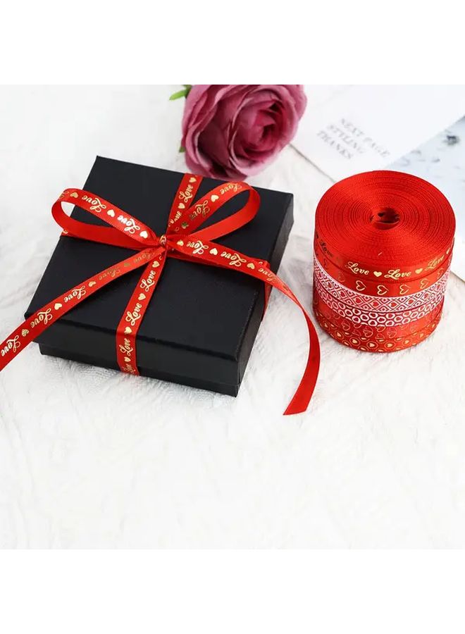 Valentine Day Wired Ribbon 5 Yards Red And White For Crafts Decorations - Image 2