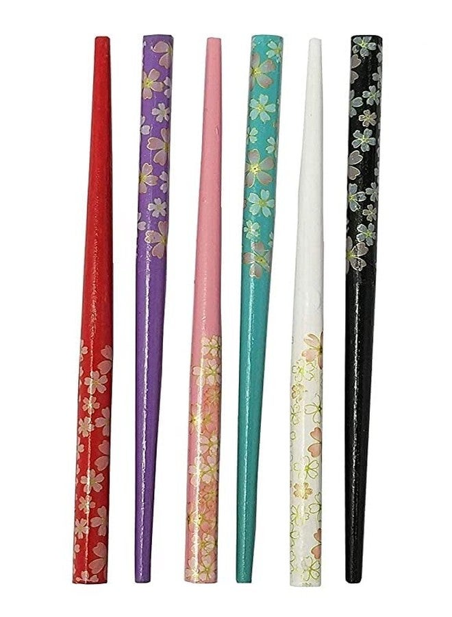 TINY DEAL Wooden Golden Flower Hair Pin Juda Stick Combo for Women(Multicolour) - Pack of 6 - Image 1