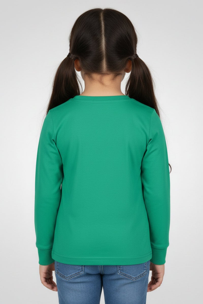 Hamleys Toddlers Girl Crew Neck Long Sleeve Graphic Print Top, Green - Image 2