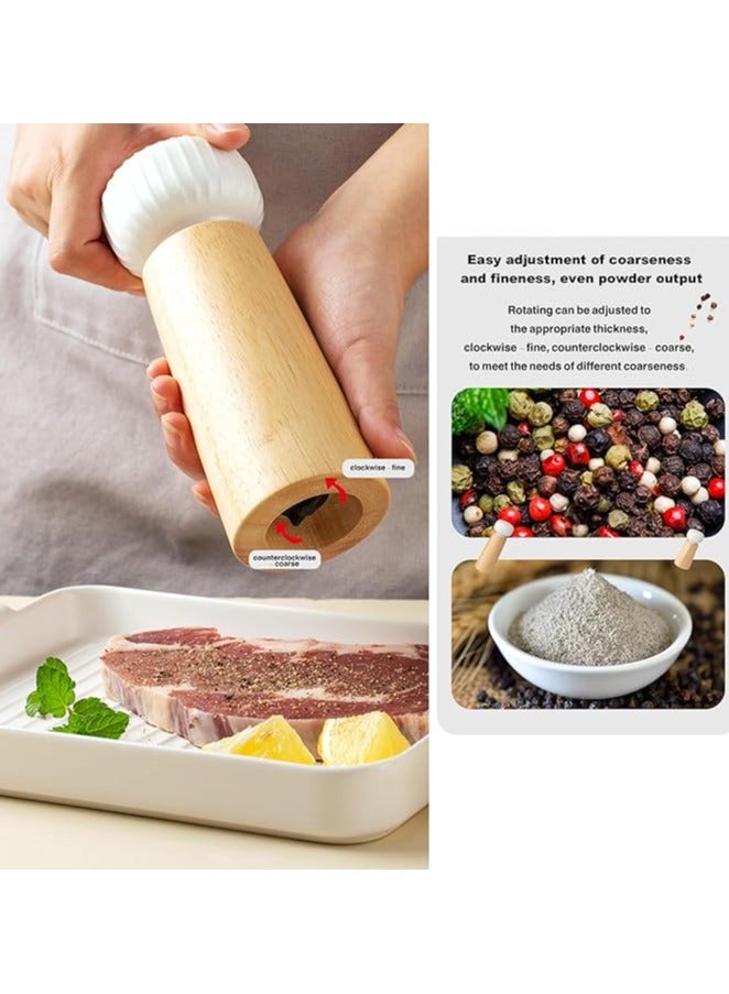 Wooden Salt and Pepper Grinder Set, Ceramic Lid Pepper Grinder with Adjustable Coarse Grind, Refillable Sea Salt and Black Pepper (2 Pieces Indigo + White)17.5 cm  - Image 4