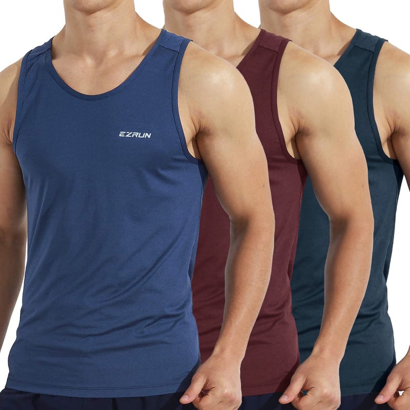 EZRUN Men's Quick Dry Tank Top UPF 50+ Summer Beach Swim Shirts for Gym Workout Athletic Muscle Sleeveless Shirts
