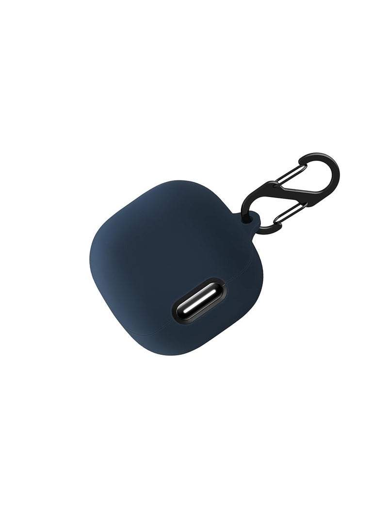 Generic - Silicone Case for Anker Soundcore Liberty 4 NC, Protective Cover with Carabiner (Navy Blue) - Image 1