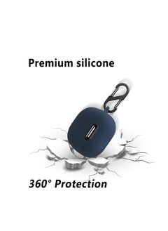 Generic Silicone Case for Anker Soundcore Liberty 4 NC, Protective Cover with Carabiner (Navy Blue)  - Image 2