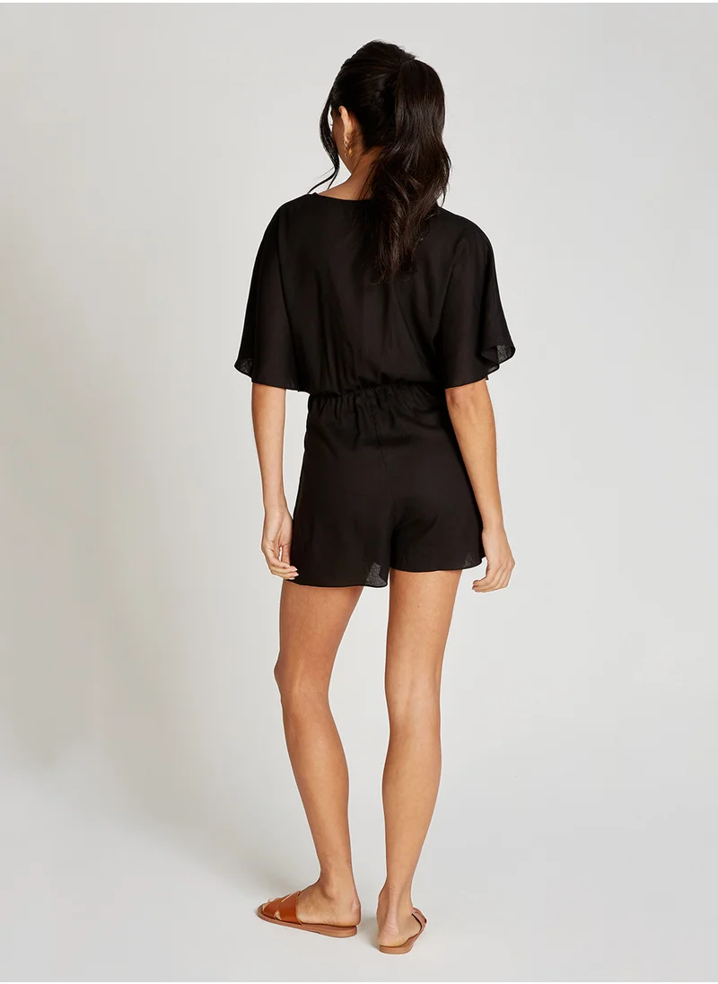 Little Mistress Knot Detail V Neck Playsuit