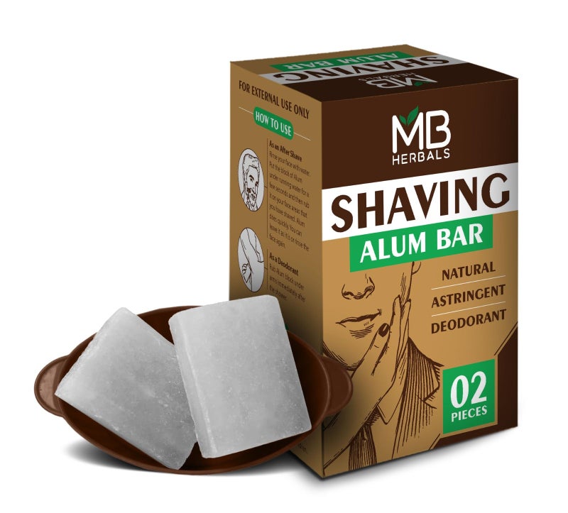 MB Herbals 2 Pieces x 3.5 Ounce MB Herbals Shaving Alum Blocks | Pack of 2 Alum Blocks 3.5 Ounce Each | Potassium Shaving Alum Block Bar | No Fragrance | After Shave Alum - Image 1