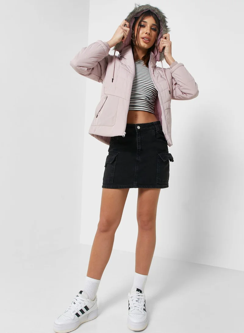 Urban Minx Urban Minx Urban Minx Classic Padded Jacket With Hood