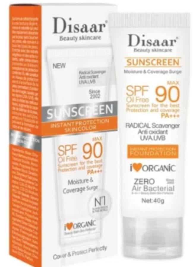 Disaar Sunscreen Instant Protection Foundation SPF 90 40g + Oil Control Face Cleansing Gel For Blemish- & Acne-Prone Skin 200 ml - Image 4