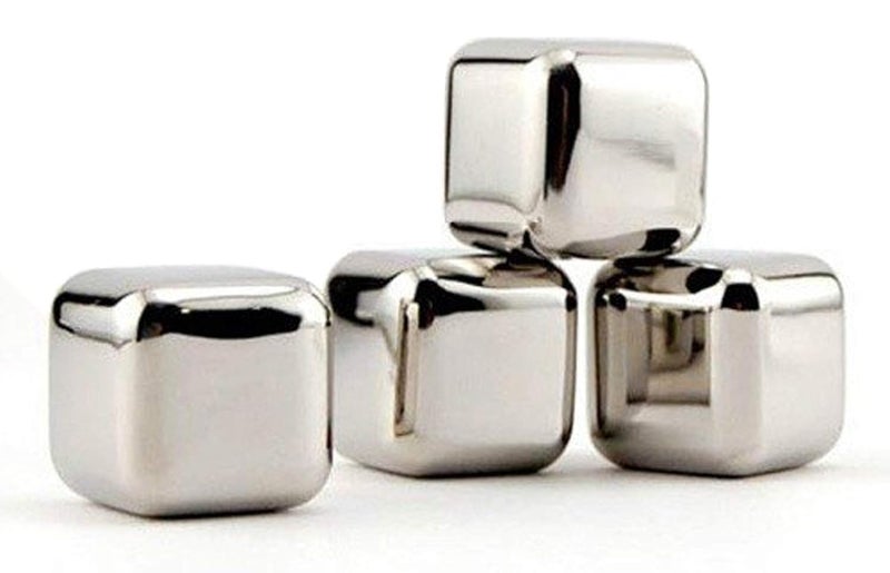 HAINE مجموعة مكعبات الثلج الفولاذية القابلة لإعادة الاستخدام من HAINE - 4 قطع فضية - Image 1