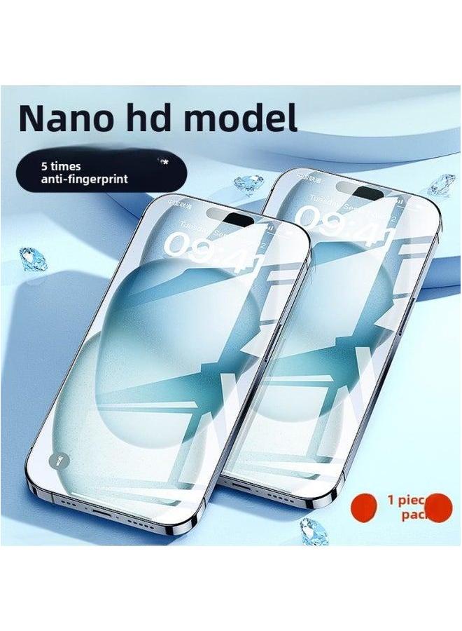 [Fingerprint-free] Applicable To For Iphone15 Tempered Film Iphone 13/14 Mobile Phone 11promax Anti-peep 12 Full Screen X-Colour:[nano Hd Film♦1 Piece Pack】5 Times Stronger Anti-fingerprint♦Damage Compensation Guaranteed-Size:For 13 Pro  - Image 1