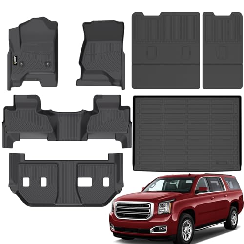 Jenofa-for Chevy Suburban/GMC Yukon XL 2015-2020 Bench Seat All Weather Floor Mats Automotive Car Mat for Suburban Accessories (Floor Mats & Rear Seat Back Mats & Cargo Liner) - Image 1