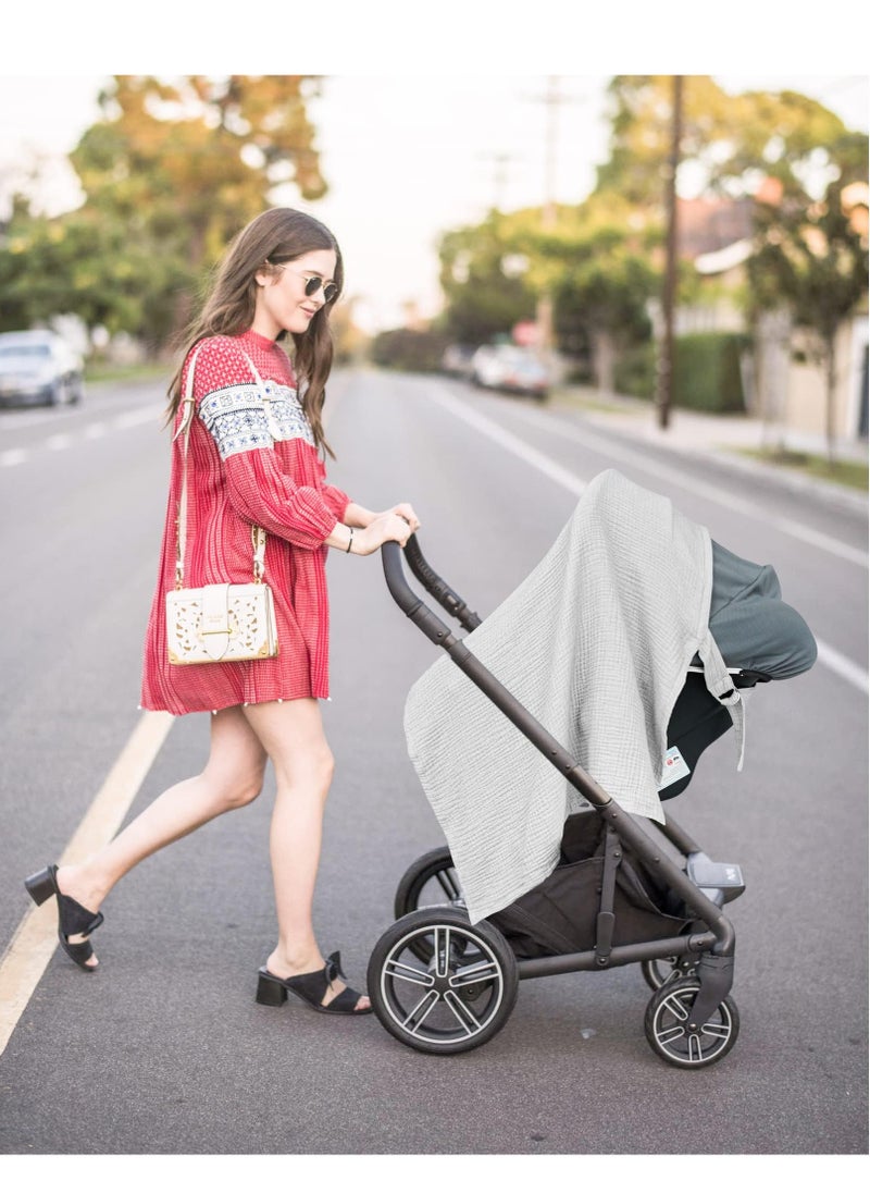 MIXDE Muslin Nursing Cover for Baby Breastfeeding, Breathable All Cotton Breastfeeding Cover with Rigid Hoop for Mother Nursing Apron, Multi-use  - Image 4