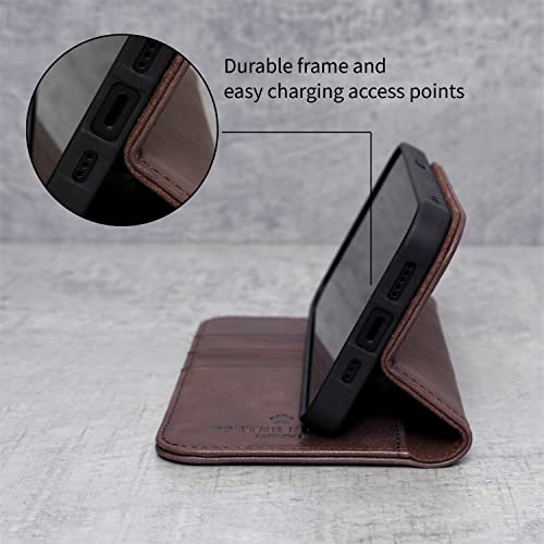 Porter Riley - Leather Case for iPhone X/iPhone Xs. Premium Genuine Leather Stand/Cover/Wallet/Flip Case (Chocolate Brown) - Image 4