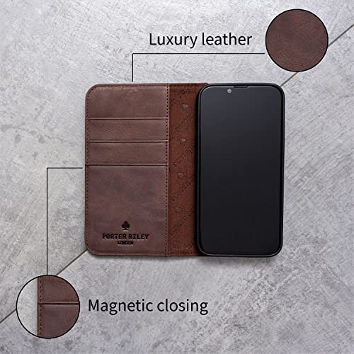 Porter Riley - Leather Case for iPhone X/iPhone Xs. Premium Genuine Leather Stand/Cover/Wallet/Flip Case (Chocolate Brown) - Image 3