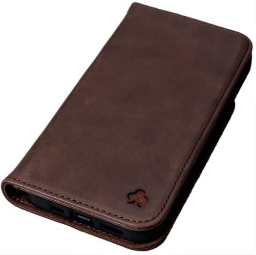 Porter Riley - Leather Case for iPhone X/iPhone Xs. Premium Genuine Leather Stand/Cover/Wallet/Flip Case (Chocolate Brown) - Image 1