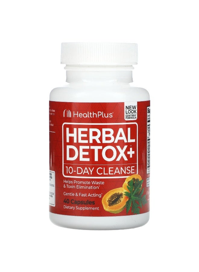 healthplus Health Plus, Herbal Detox+, 10-Day Cleanse, 40 Capsules (Packaging may vary) - Image 1