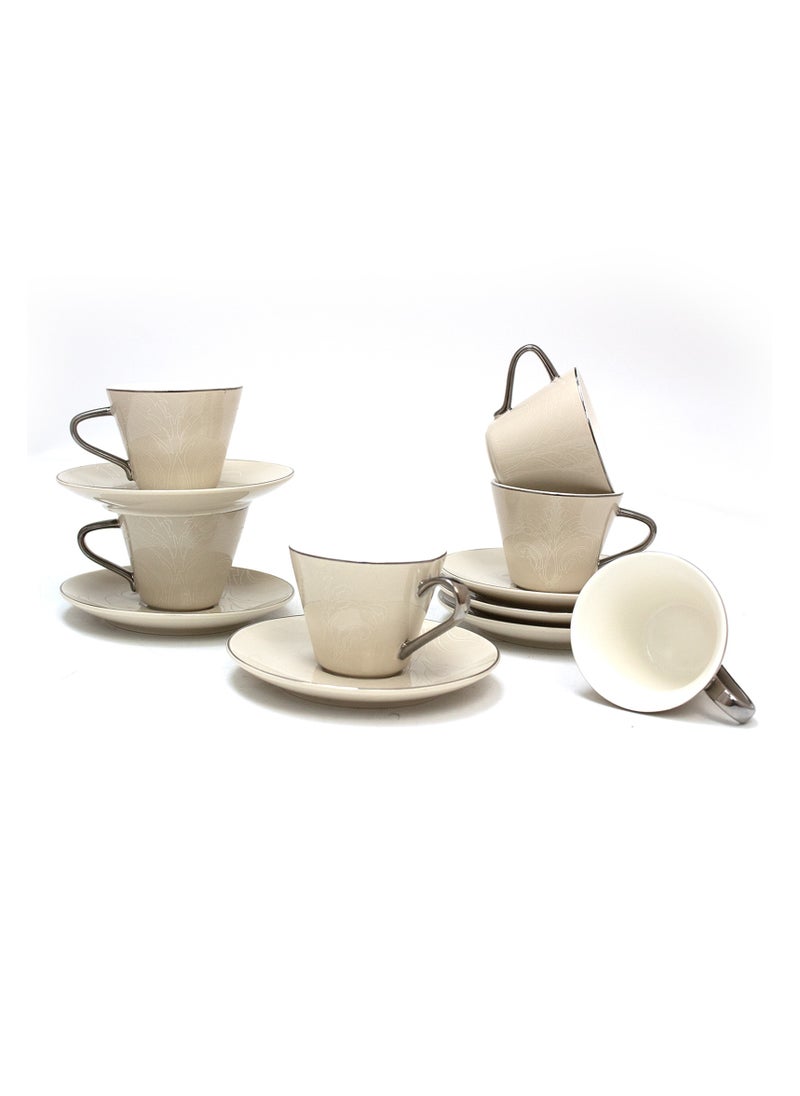 BLACKSTONE - Turkish Cup and Saucer 12pc Set Tea Service 6 x Cups with 6 x Saucers - Image 1