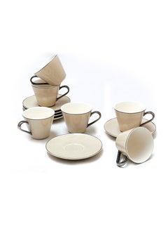 BLACKSTONE Turkish Cup and Saucer 12pc Set Tea Service 6 x Cups with 6 x Saucers  - Image 1