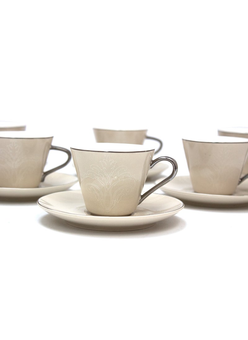 BLACKSTONE - Turkish Cup and Saucer 12pc Set Tea Service 6 x Cups with 6 x Saucers - Image 1