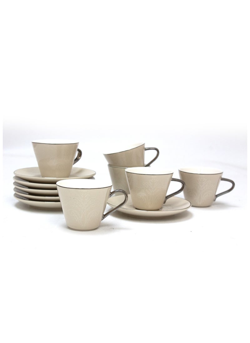 BLACKSTONE - Turkish Cup and Saucer 12pc Set Tea Service 6 x Cups with 6 x Saucers - Image 1